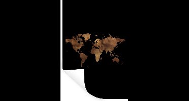 Muurstickers - Sticker Folie - Wereldkaart - Goud - Zwart - 20x30 cm - Plakfolie - Muurstickers Kinderkamer - Zelfklevend Behang - Zelfklevend behangpapier - Stickerfolie