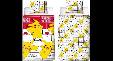 Pokemon Dekbedovertrek Icon - 140x200 - 100% Katoen - Wit - Dekbedovertrek kinderen