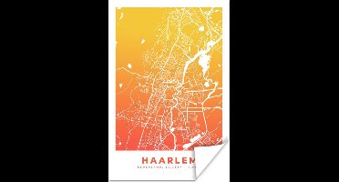 Poster Stadskaart - Haarlem - Oranje - Geel - 20x30 cm - Plattegrond