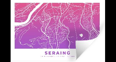 Muurstickers - Sticker Folie - Stadskaart - Seraing - Paars - België - 30x20 cm - Plakfolie - Muurstickers Kinderkamer - Zelfklevend Behang - Plattegrond - Zelfklevend behangpapier - Stickerfolie