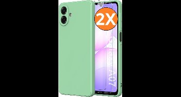 Hoesje geschikt voor Samsung Galaxy A07 5G Hoesje siliconen Mint Groen zacht siliconen hoesje TPU - met Samsung A07 Screenprotector - 2 stuks