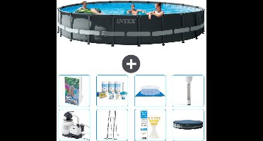 Intex Rond Ultra XTR Frame Zwembad - 610 x 122 cm - Inclusief Pomp - Ladder - Grondzeil - Afdekzeil - Onderhoudspakket - Thermometer - 9-delig
