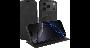 Just in Case hoesje geschikt voor iPhone 17 Pro Hoesje met Pasjeshouder - Premium Bookcase - Zwart