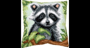 Vervaco - Kruissteekkussen kit Wasbeer - PN-0211907 - Borduren - Borduurpakket - Borduurpakket volwassenen - Borduurpakket kind