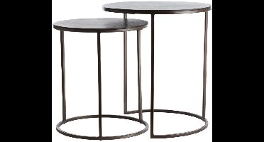 Light & Living Bijzettafel Talca - Donkerbruin - Ø49cm - Set van 2 - Modern