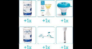 Zwembad Onderhoudspakket - Onderhoud Zwembad - bevat Chloor - Testrips - Chloordrijver - Chloor - Schoonmaakset en Thermometer (6-delig)