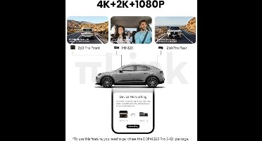 Dashcam – Autocamera – Camerasysteem – Rijveiligheidscamera – 3-Kanaals Dashcam – 4K Ultra HD Sony STARVIS Sensor – 5GHz Wi-Fi & ADAS Veiligheidsmeldingen