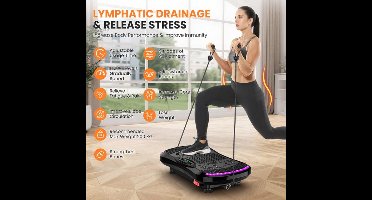 Trilplaat – Vibratieplaat – Vibratietrainer – Powerplate – Fitnessplatform – 200W Motor – 120 Snelheidsniveaus – Inclusief Afstandsbediening, Yogamat en Weerstandsbanden – Maximaal 120 kg Belastbaar