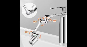 Verlengstuk 1080° Draaiende Kraan, Universeel, Dubbele Straal Aerator, Flexibele Fleskraan, Keuken Badkamer Extensie, Multifunctioneel, Zilver
