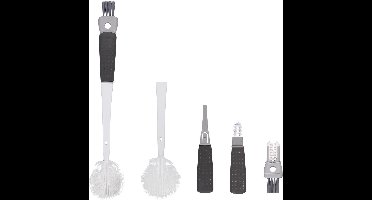 2-Delige Set 5-In-1 Afwasborstels, Keukenschrobborstels, Kleine Schoonmaakborstels Voor Het Schoonmaken Van Flessen, Bekers, Gootstenen En De Keuken, Schuine Schoonmaakborstels Met Stijve Haren (Grijs)