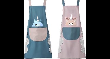 2 stuks Schorten - Verstelbaar, waterbestendig met zakken - Unisex ontwerp voor in de keuken, gepoedercoat, één maat past iedereen