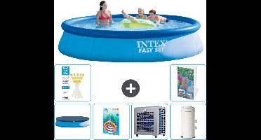 Intex Rond Opblaasbaar Easy Set Zwembad - 396 x 84 cm - Blauw - Inclusief Afdekzeil - Speelgoed - Warmtepomp - Zwembadfilterpomp - 7-delig