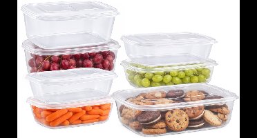 Plasticforte Vershoudbakjes set Classic - 7x stuks - vriezer en magnetron - kunststof - diverse maten - 500-800-1200-1800 ml - nestbaar