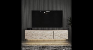 Asir - TV-standaard - Travertijn - 100% met melamine gecoat spaanplaat - 174 x 40 x 12 cm