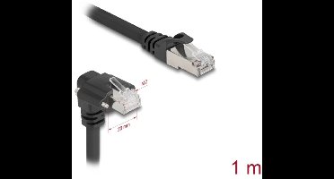 Delock GigE Kamera Cable RJ45 plug 90° angled with screws to RJ45 plug Cat.6 S/FTP 1 m black