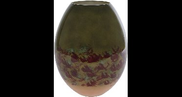 Van Manen vaas glas decoratie groen rood XL 20x20x25cm.
