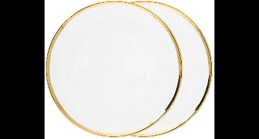 vtwonen Dinerborden - Borden - Wit Goud - Bord - Porseleinen servies - 25,5cm - Serviesset van 2