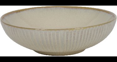 Cookinglife Diepe Borden Coastal Lines Ocean Beige - Set van 6 ø 18 cm Aardewerk - Vaatwasser-, Magnetron- & Ovenbestendig