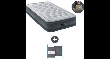 Intex Luchtbed - 1 Persoons - 99 x 191 x 33 cm - Grijs - Inclusief pomp en Hoeslaken
