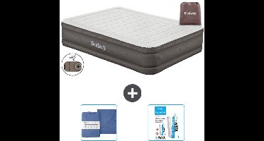 Bestway luchtbed - 2-Persoons - 152 x 203 x 46 cm - Bruin - Inclusief pomp - Hoeslaken en Reparatieset