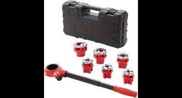 Pijpdraad snijgereedschap Set - 6-delig - Pijp snijder - Ratel snijdgereedsschap - 1/4" tot 1-1/4" NPT - In Koffer - Voor Water- & Gasleidingen