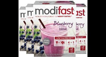 Modifast Weight Control Milkshake Blueberry - 4 x 8 x 55 gr - Voordeelverpakking