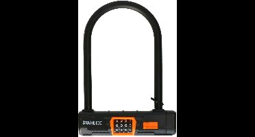 Stahlex superlock Fiets beugelslot - zwart - staal - 17,5 x 25 cm - Fietsslot/scooter/motorslot - Fiets sloten en accessoires