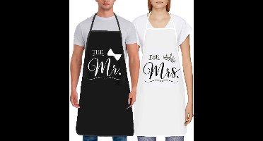2 stuks Keukenschorten - paar schort - familie kookschort voor Valentijnsdag - Kerstmis - Halloween - huwelijkscadeau - voor Pasgetrouwde Stellen,Feestjes,Bruiloft, verloving en jubileum