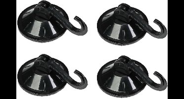Benson Zuignaphaakjes - 4x - zwart - kunststof - draagkracht 2 kg - ophanghaakjes