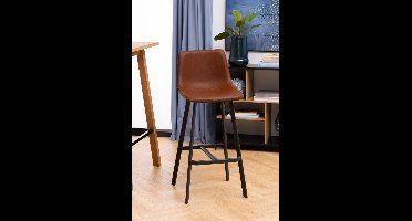 Giga Living Barkruk Isdal - Brandy PU Leer - Zithoogte 76,5cm - Set van 2