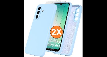 Hoesje geschikt voor Samsung Galaxy A26 Hoesje siliconen Licht Blauw zacht siliconen hoesje TPU - met Samsung A26 Screenprotector - 2 stuks