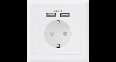Sygonix SY-5045294 Stopcontact (inbouw) Aanraakbeveiliging, Met USB-laaduitgang IP20 Wit