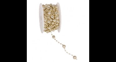 Metallic balletjes cadeaulint Goud 8 mm / 10 mtr.