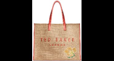 Ted Baker Shopper Floraff Floral Raffia Icon Bag Orange Beige