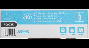 Exacompta 30x Rollen voor bank- en betaalkaartterminals 60x47x12x25 - 1 laags thermisch 55g/m2 zonder BPA - Wit - 40902E