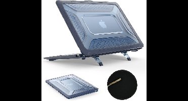 Hoes Geschikt voor MacBook Pro 14 inch Hoes Blauw shockproof heavy duty hoesje - MacBook Pro 14 inch Case 2025, 2024-2021 M4 M3 M2 M1 A3112 A3185 A3401 A2918 A2992 A2779 A2442 case met Opvouwbare kickstand hoes hardcover