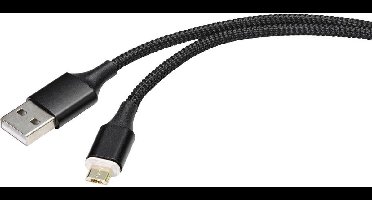 Renkforce RF-4746074 USB-kabel USB 2.0 USB-A stekker, USB-micro-B stekker 1.00 m Zwart Magnetische stekker