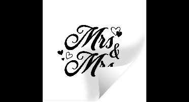 Muurstickers - Sticker Folie - Quotes - Trouwen - 'Mrs & Mrs' - Hart - 30x30 cm - Plakfolie - Muurstickers Kinderkamer - Zelfklevend Behang - Zelfklevend behangpapier - Stickerfolie