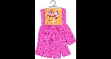 Apollo - Kinder handschoenen vingerloos - Fluor rose - one size - Vingerloze handschoenen kinderen - Carnaval - Party - Feestartikelen