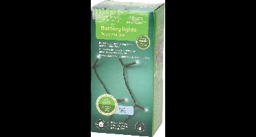 Kerstverlichting twinkle op batterij helder wit buiten 48 lampjes - boomverlichting - batterijen lichtsnoeren - kerstlampjes/kerstlichtjes