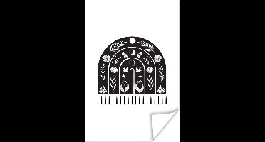 Poster Moderne kunst van een versierde zwarte regenboog op een witte achtergrond - 20x30 cm