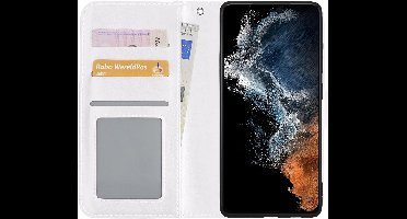 Hoesje - Met Pasjeshouder - Geschikt voor Samsung Galaxy S22 Plus - Luxe Bookcase Portemonee - Flip Case - Kunstleer Book Case - Flipcase - Book Cover - Walletcase - Portemonneehoes - Wit