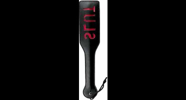EasyToys - Paddle van Leer - Spanking Paddle - Kinky Leren Zweep met Slut Bedrukking - Bondage Set - BDSM - Bondage - Sex Toys voor Vrouwen en Mannen - Zwart