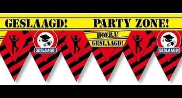 Geslaagd party tape/markeerlint waarschuwing 12 meter - Feest afzetlinten/markeerlinten feestartikelen