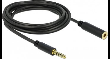 Verlengkabel stereo jack 4,4 mm 5 pin mannelijk tot vrouwelijk 3 m zwart