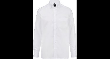 OLYMP Luxor modern fit overhemd - wit met button-down kraag - Strijkvrij - Boordmaat: 46