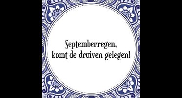Tegeltje met Spreuk (Tegeltjeswijsheid): Septemberregen, komt de druiven gelegen! + Kado verpakking & Plakhanger