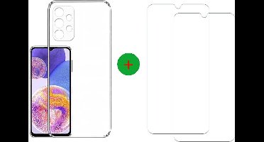 Hoesje Geschikt Voor Samsung Galaxy A23 4G Transparant Hoesje Met Glas Screenprotector - Hoesje Geschikt Voor Samsung Galaxy A23 5G case -Hoesje Geschikt Voor Samsung Galaxy A23 backcover - Ntech hoesje