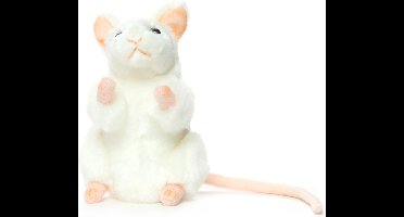 Hansa knuffel muis - wit - 16 cm - pluche - muizenknuffel - knuffeldier - realistische knuffels