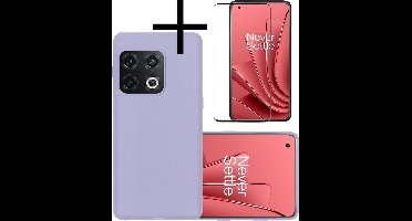 Hoesje - Met Screenprotector - Geschikt voor OnePlus 10 Pro - Sterk & Shockproof - Back Cover - Siliconen Case - Telefoon Hoes - Lila